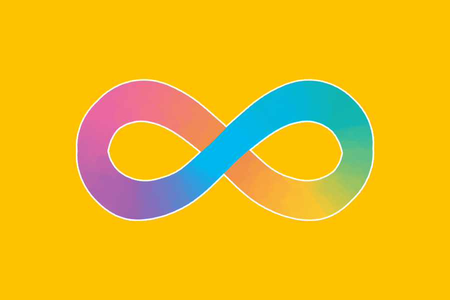 Autistic Pride Flag - Infinity Symbol on Golden Background